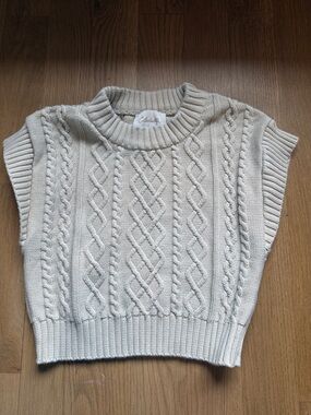 Cleobella Cream Cable Knit Sleeveless Sweater Vest